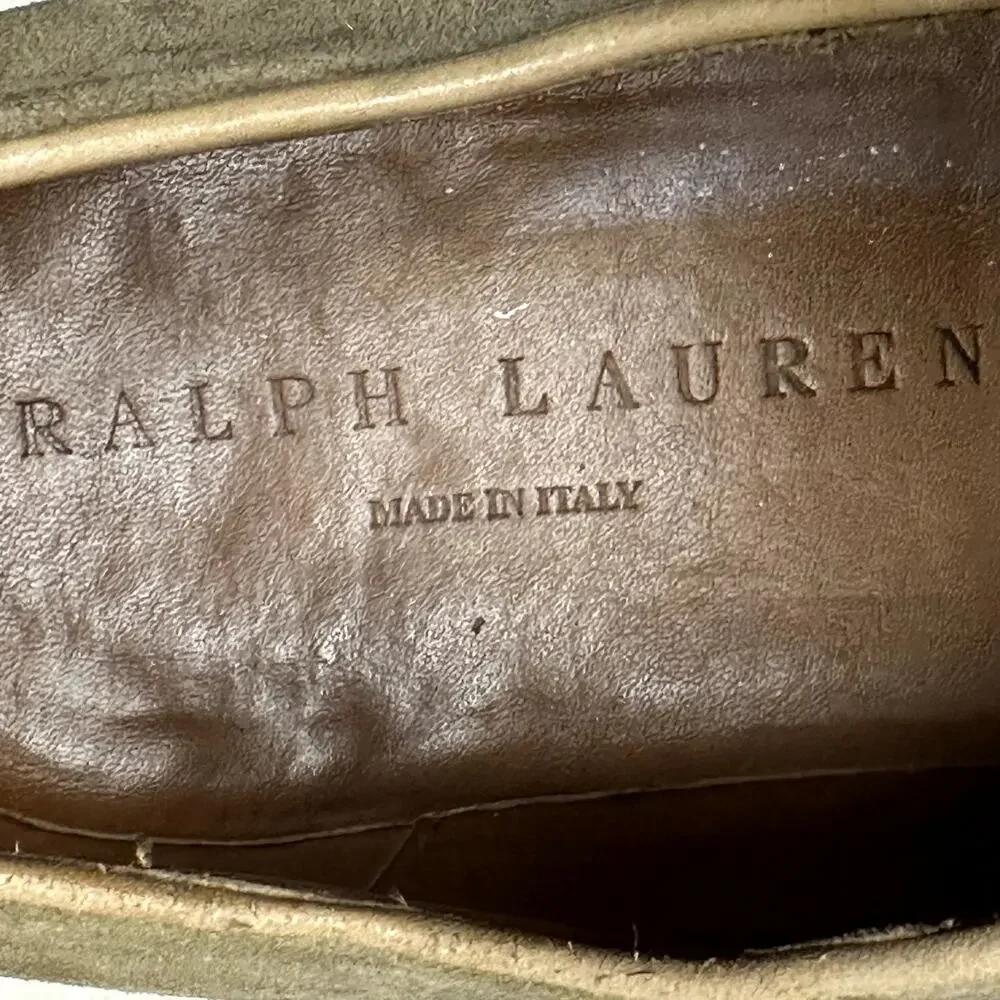 VGUC Ralph Lauren Purple Label Tan Suede Derby Ridgeway Sole Made in Italy 8 D